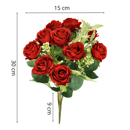 Bukiet sztucznych róż 10 kwiatów dekoracyjne czerwone