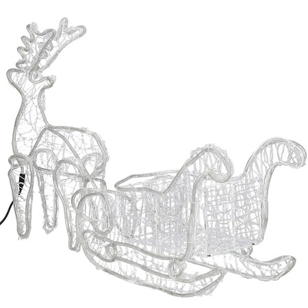 Renifer Led 150 cm świąteczny z saniami świetlna dekoracja do ogrodu biały zimny