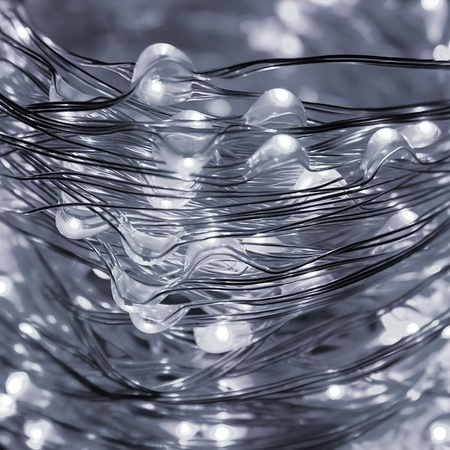 Lampki choinkowe z pilotem 300 led druciki na prąd biały zimny