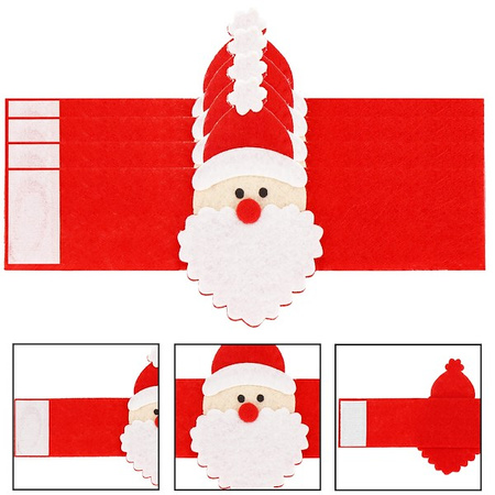 Obrączki na serwetki 4 szt. dekoracje świąteczne Mikołaj