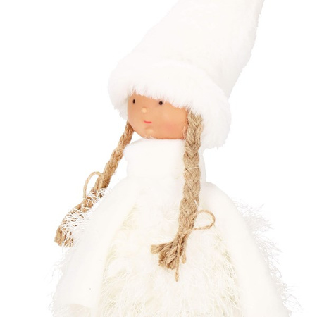 Para laleczek 34 cm ozdoba świąteczna, figurka świąteczna, gnom białe