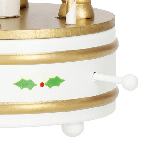 Drewniana karuzela, pozytywka ozdoba świąteczna biało-złota