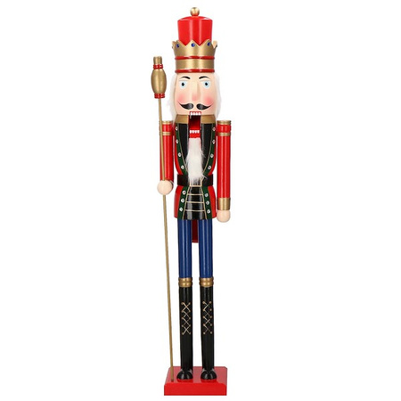 Dziadek do orzechów 120 cm drewniany żołnierzyk z berłem, figurka świąteczna