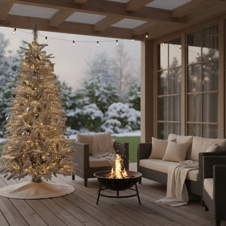 Sztuczna choinka jak żywa 180 cm świerk kaukaski ośnieżony nowoczesny, ze stojakiem