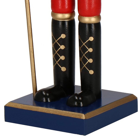 Dziadek do orzechów 38 cm z berłem, drewniany żołnierzyk niebiesko-czerwony, figurka świąteczna