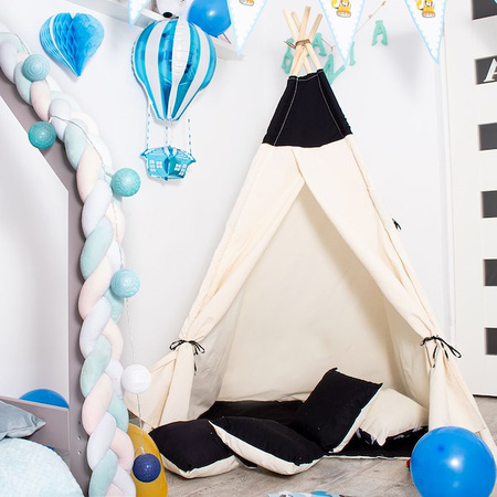 Namiot Tipi dla dzieci wigwam z poduszkami czarny