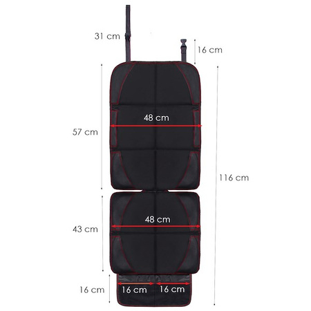Mata na siedzenie samochodowe 116 x 48 cm czarny pokrowiec ochronny