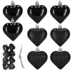 Bombki choinkowe 7 cm dekoracje świąteczne 8 szt. nietłukące serca, czarne