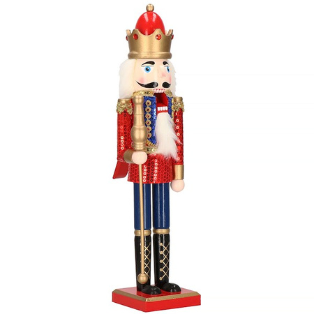 Dziadek do orzechów 50 cm drewniany żołnierzyk z berłem multikolor, figurka świąteczna