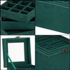 Kufer, szkatułka na biżuterię 12x12x12 cm zielony z przegródkami i lusterkiem welurowy