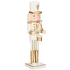 Dziadek do orzechów 38 cm z bębenkiem, drewniany żołnierzyk złoty, figurka świąteczna