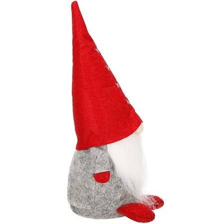 Skrzat 32cm mikołaj ozdoba świąteczna, krasnal świąteczny, gnom szary czerwony
