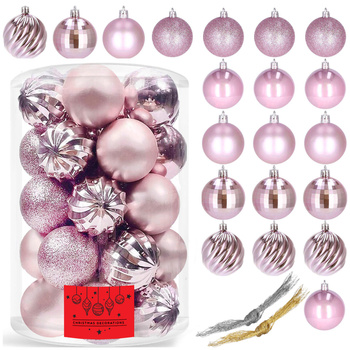 Bombki choinkowe 20 szt. ozdoby świąteczne różowy