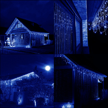 Kurtyna świetlna z pilotem 300 led girlanda, lampki wewnętrzno-zewnętrzne sople niebieski