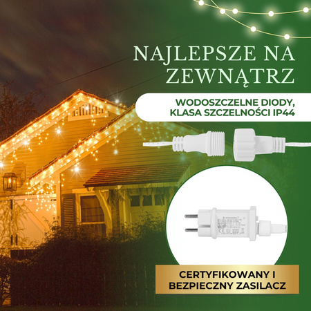 Kurtyna świetlna 500 led girlanda, lampki wewnętrzno-zewnętrzne sople biały ciepły + biały zimny