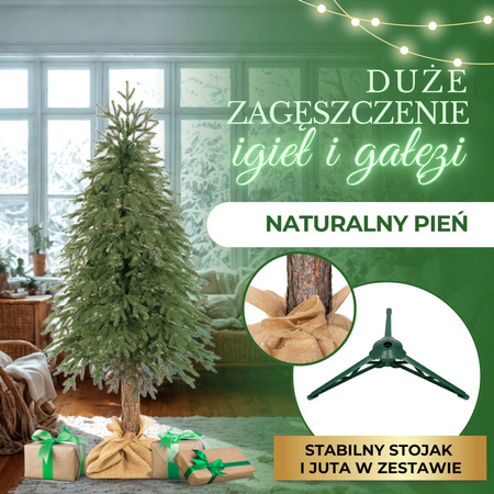 Choinka sztuczna na pniu 180 cm świerk PE jak żywy