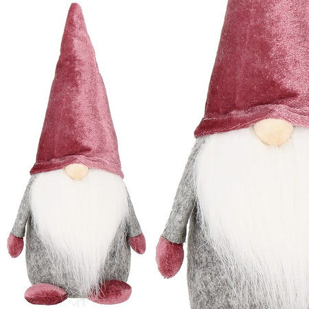 Skrzat 27 cm ozdoba świąteczna, welurowy krasnal świąteczny, gnom