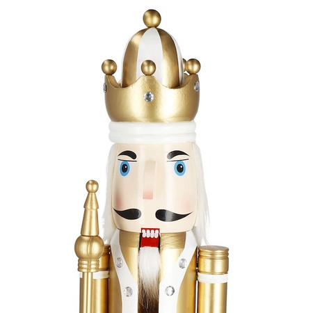 Dziadek do orzechów 125 cm drewniany żołnierzyk złoty, figurka świąteczna