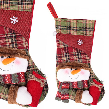 Skarpeta świąteczna na prezenty 42 cm bałwanek czerwony