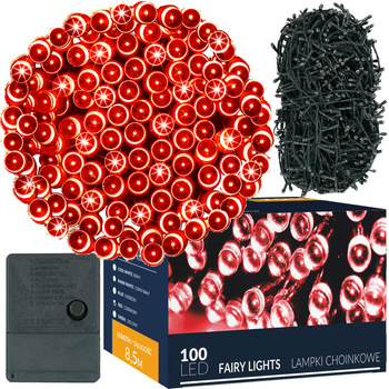 Lampki choinkowe 100 led czerwone 8,5 m oświetlenie świąteczne