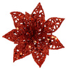 Gwiazda betlejemska 2 szt. sztuczny kwiat, poinsecja ażurowa, czerwona z brokatem na klipsie