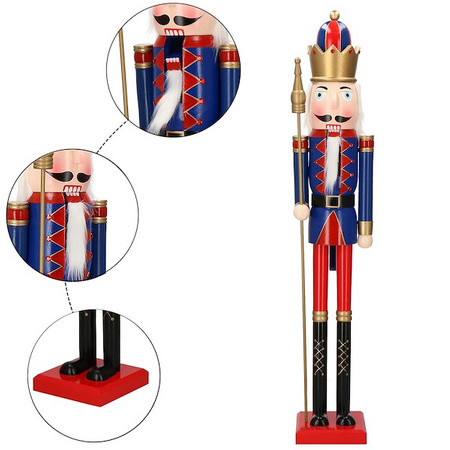 Dziadek do orzechów 120 cm drewniany żołnierzyk, król z berłem, figurka świąteczna