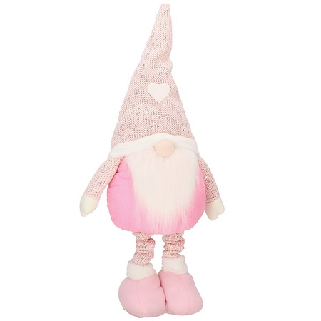 Skrzat 50-66cm ozdoba świąteczna, krasnal świąteczny, gnom różowy na teleskopowych nóżkach