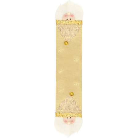 Bieżnik na stół 205x30cm obrus świąteczny z mikołajem złoty