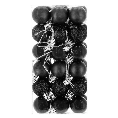 Bombki choinkowe 36 szt. czarne 3 cm zestaw choinkowy