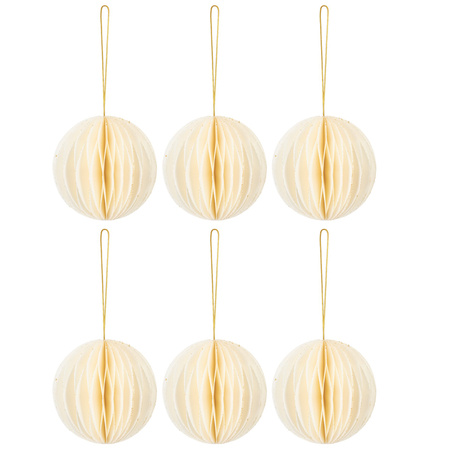 Bombki z papieru 6 szt. ozdoby choinkowe zawieszki świąteczne 8 cm rozkładane, biały