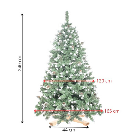 Choinka sztuczna 240 cm Premium Royal Trees sosna diamentowa ośnieżona z szyszkami