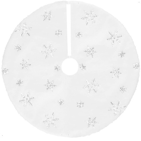 Dywanik pod choinkę 55 cm mata na prezenty biała w śnieżynki