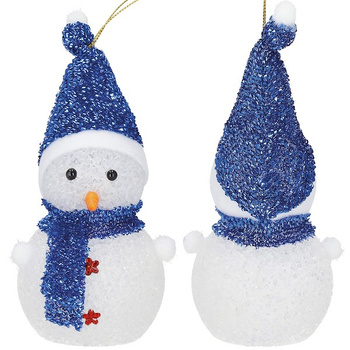 Zawieszka choinkowa bałwanek świecąca ozdoba na baterie na choinkę biały/niebieski