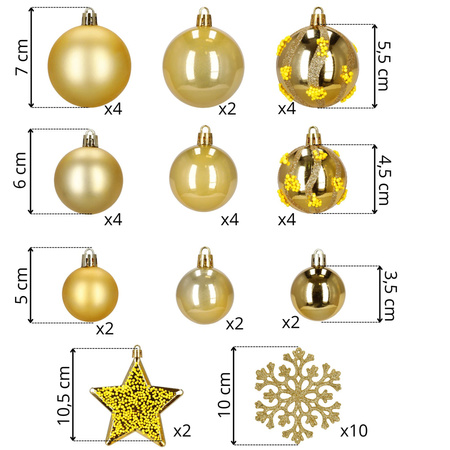Bombki choinkowe 40 szt. komplet dekoracje świąteczne zawieszki nietłukące, złote