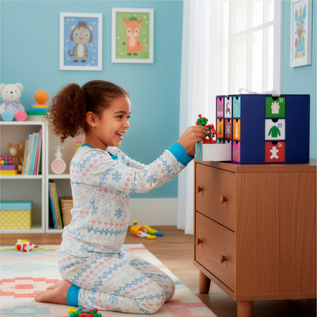 Kalendarz adwentowy, świąteczny pudełko z 24 szufladkami do uzupełnienia, multikolor