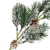 Gałązka świąteczna sztuczna ośnieżona dekoracja z szyszkami do stroika 34 cm