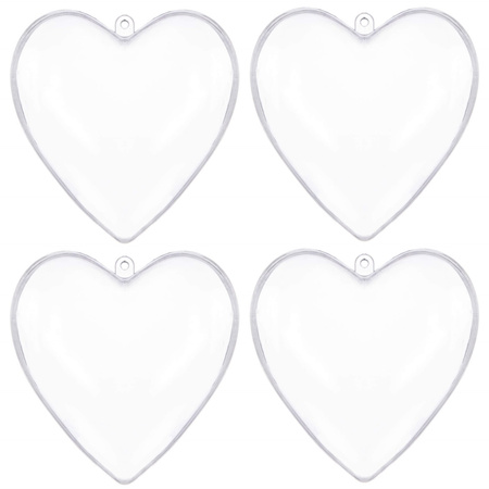 Bombki akrylowe 12cm serce plastikowe decoupage zestaw 4 szt.