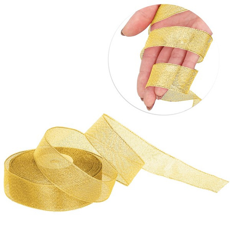 Wstążka dekoracyjna złota do kokard 22m taśma