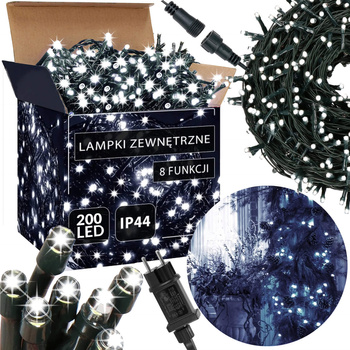 Lampki choinkowe 200 led biały zimny 12,5 m oświetlenie świąteczne IP44