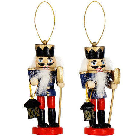 Zawieszki choinkowe 6 szt. drewniany dziadek do orzechów 8 cm świąteczna ozdoba