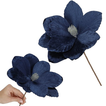 Magnolia sztuczny kwiat gałązka granatowy