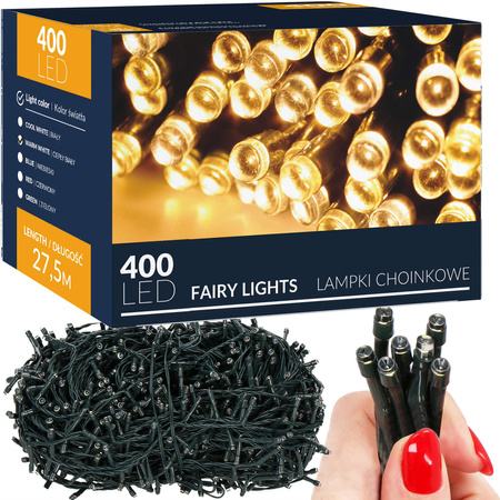 Lampki choinkowe 400 led biały ciepły 27,5 m oświetlenie świąteczne