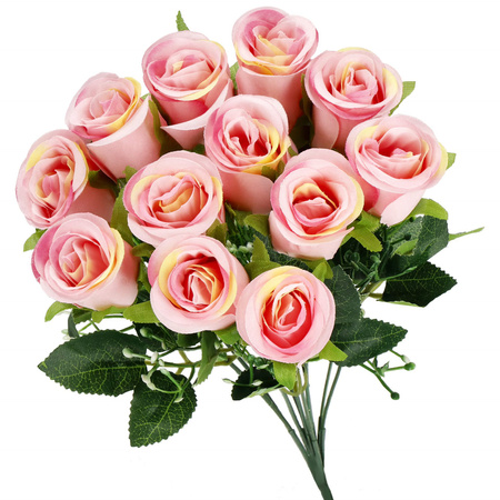 Bukiet sztucznych róż 12 kwiatów dekoracyjne różowe