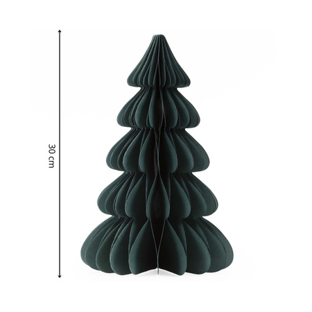 Papierowa choinka ozdoba 30 cm świąteczna dekoracja 3D z magnesem ciemnozielona