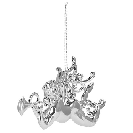 Zawieszki choinkowe 2 szt. aniołki ozdoba świąteczna ażurowa srebrna