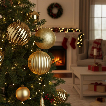 Duże bombki choinkowe 3 szt. ozdoby świąteczne 20,5 cm brokat złote