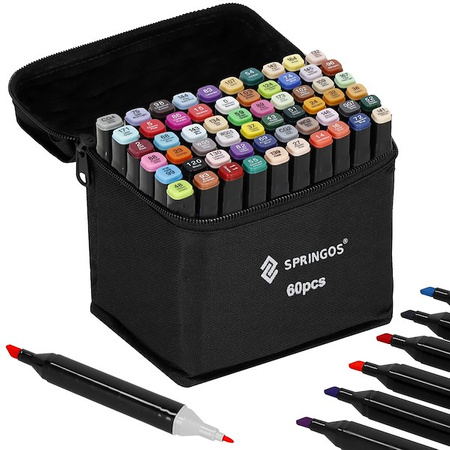 Markery alkoholowe 60 szt. dwustronne pisaki flamastry