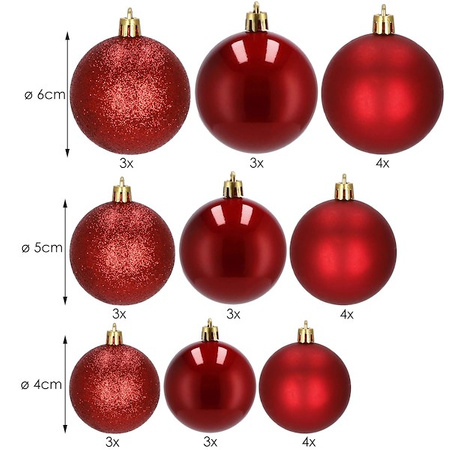 Bombki choinkowe 30 szt. ozdoby świąteczne czerwony