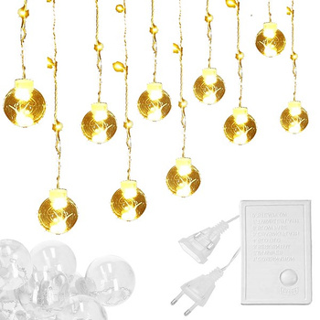 Kurtyna świetlna 108 led girlanda, lampki kulki biały ciepły