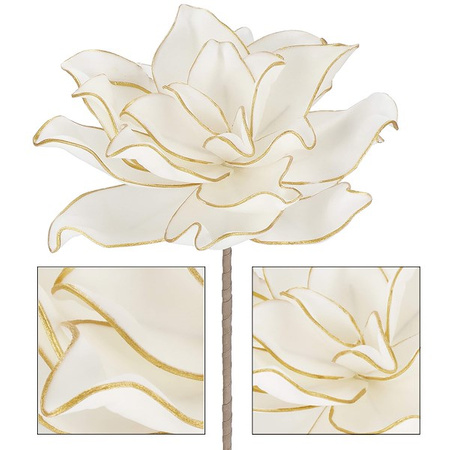 Sztuczny kwiat gałązka do bukietów biało-złoty